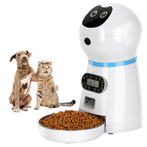 COVONO Automatic Cat Feeder, 3.5L Dog Food Dispenser, up to 4 Meals a Day / Portion Control / Voice Recording / Timer Programmable / Stainless Steel Bowl